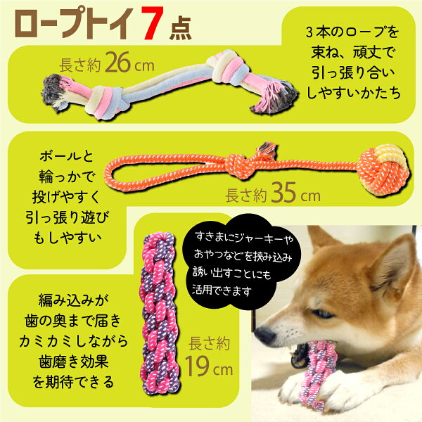 【P2倍】 犬 噛むおもちゃ 14点 セット ロープトイ ゴム ボール ぬいぐるみ 投げるおもちゃ 音が鳴る 玩具 ストレス発散 運動不足解消 歯磨き デンタルケア 中型犬 大型犬に適応 コットン 丈夫 ペット用品